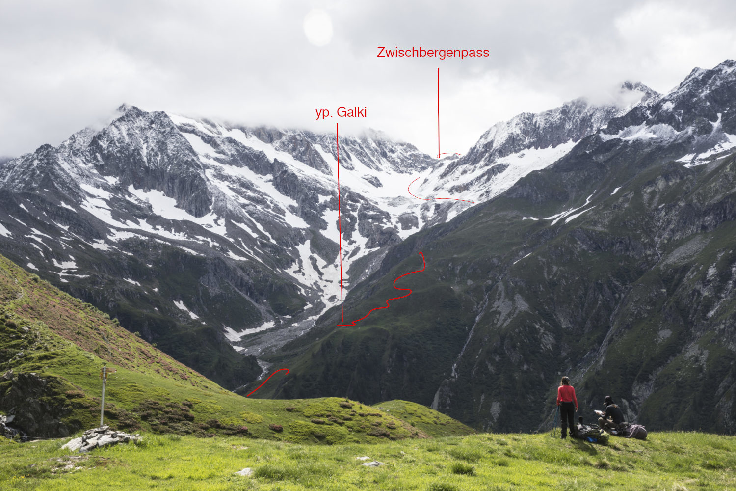 Вид на пер. Zwischbergenpass от развилки на пер. Passo d'Andolla