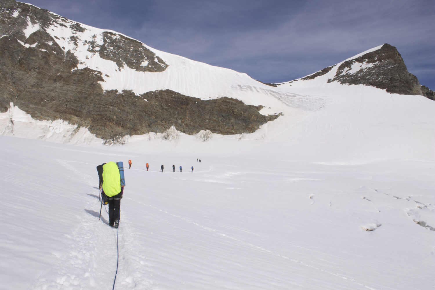Движение в связках по леднику Hohbalmgletcher
