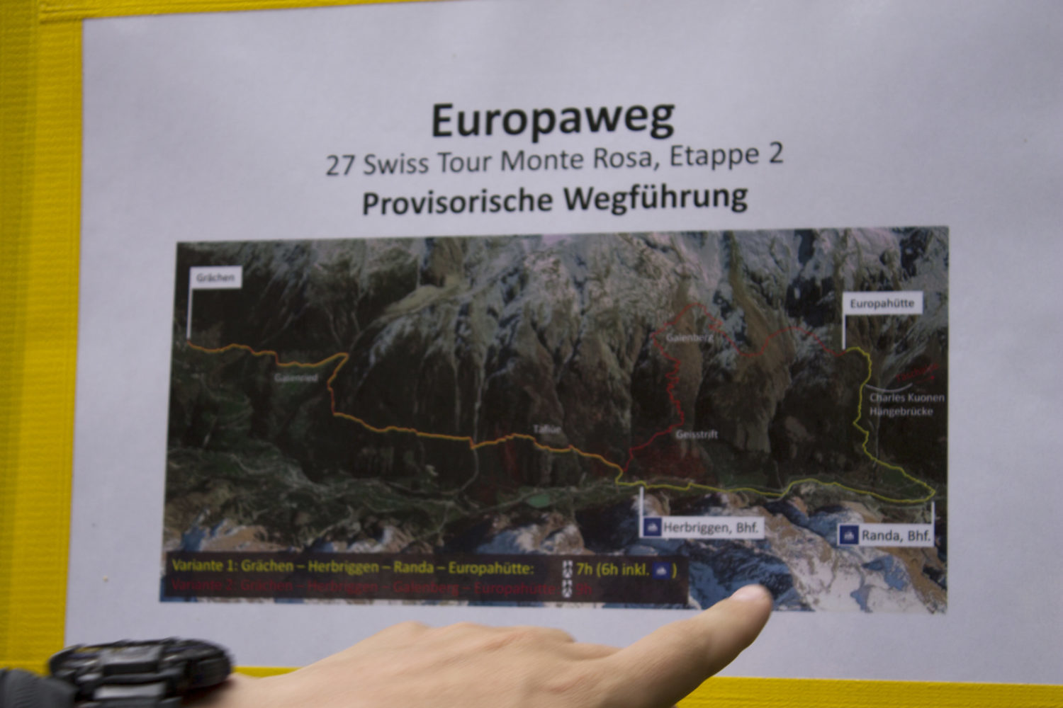 Схема обхода закрытой верхней тропы Europaweg